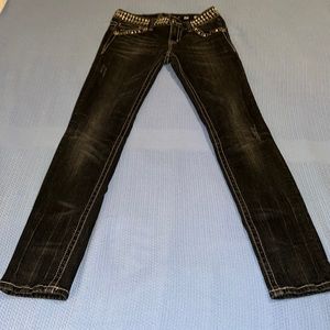 Miss Me Black Skinny Jeans Blingy Waist Size 27
